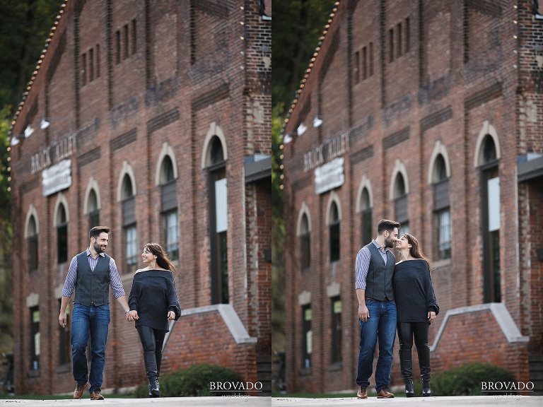 Yevgenia and Eugene walking through downtown stillwater