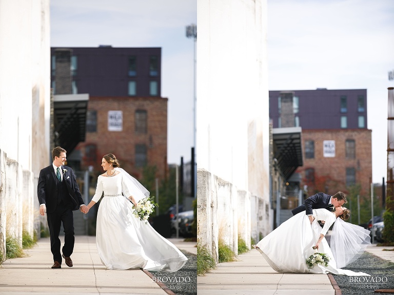 Hannah and Jason walking through window northeast minneapolis
