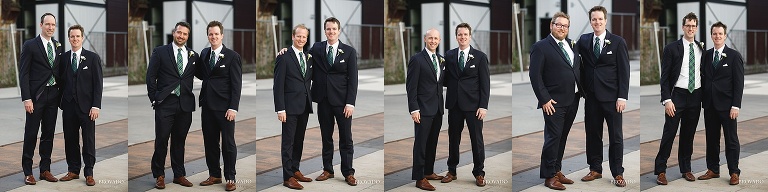 Jason posing with each of his groomsmen