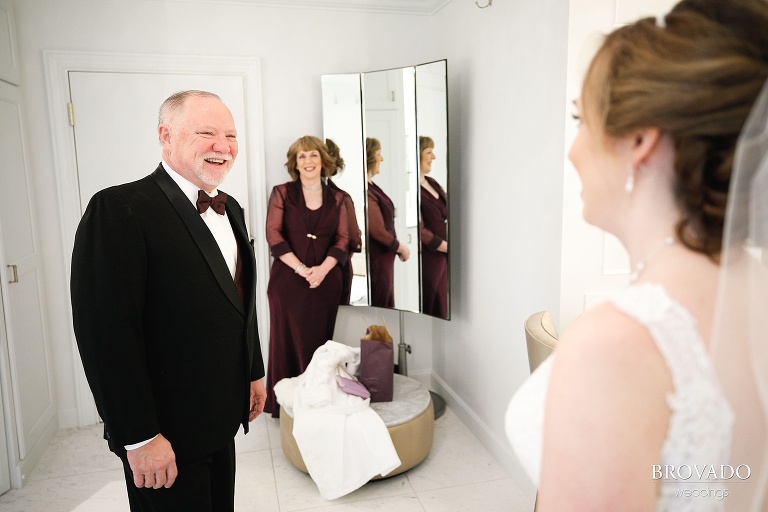 MEgan and her father's first look