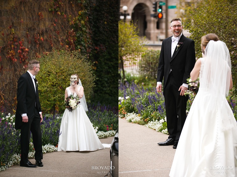 Megan and Ben's halloween first look with a scary mask