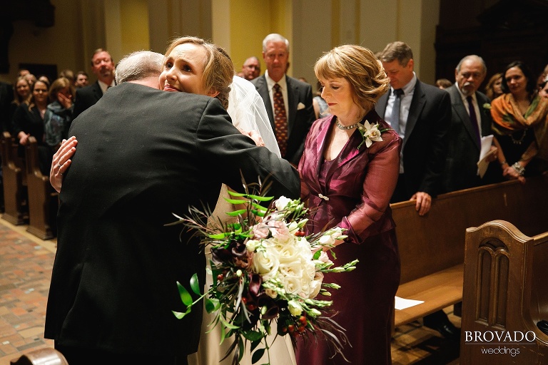 Megan hugging her father