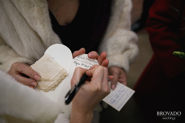 Megan's family passing down a wedding handkerchief 