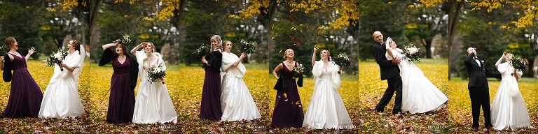 Megan goofing around with each of her wedding party members