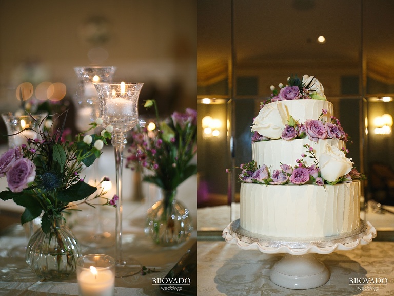 Detail of purple floral cake