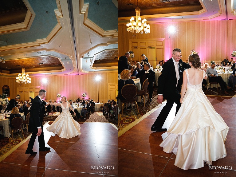 Bride and groom during first dance