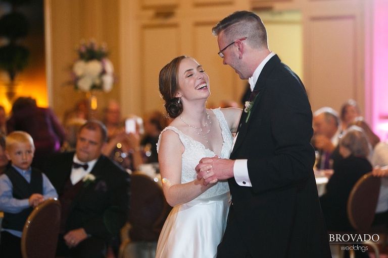 Megan laughing during first dance