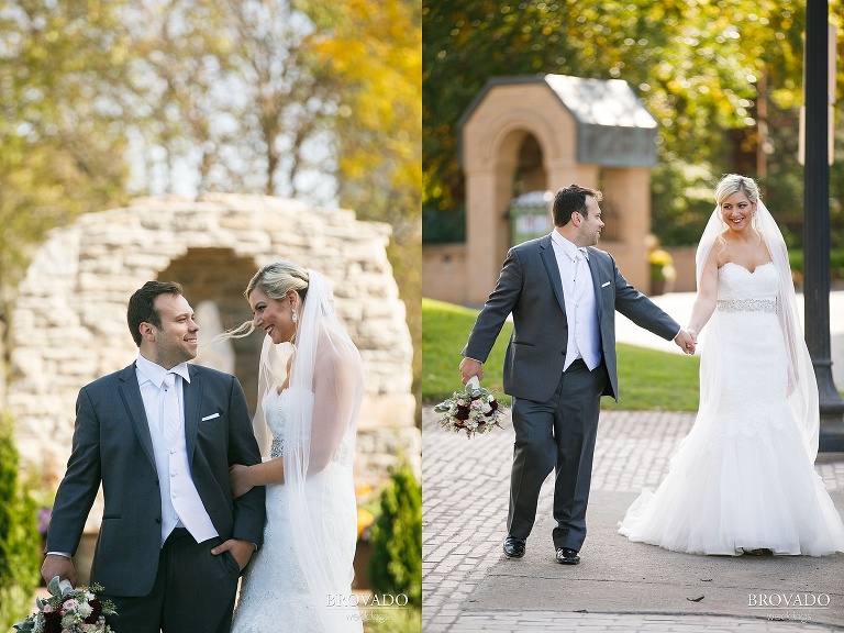 Rachel and Joe against yellow fall trees