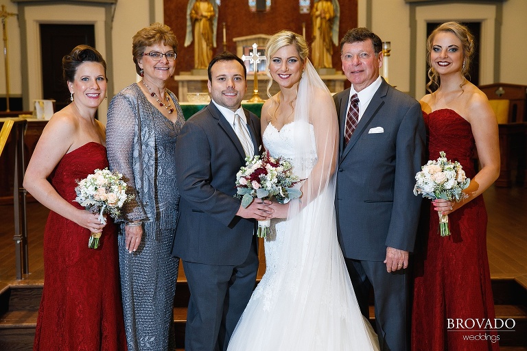 Rachel and Joe joined by bride's family