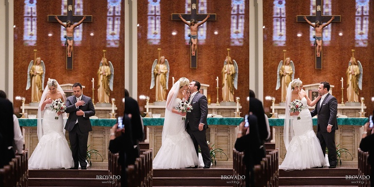 Rachel and Joe's firs kiss as a married couple
