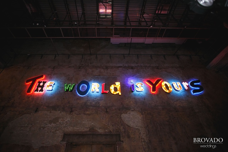 The world is yours neon sign at aria in downtown minneapolis