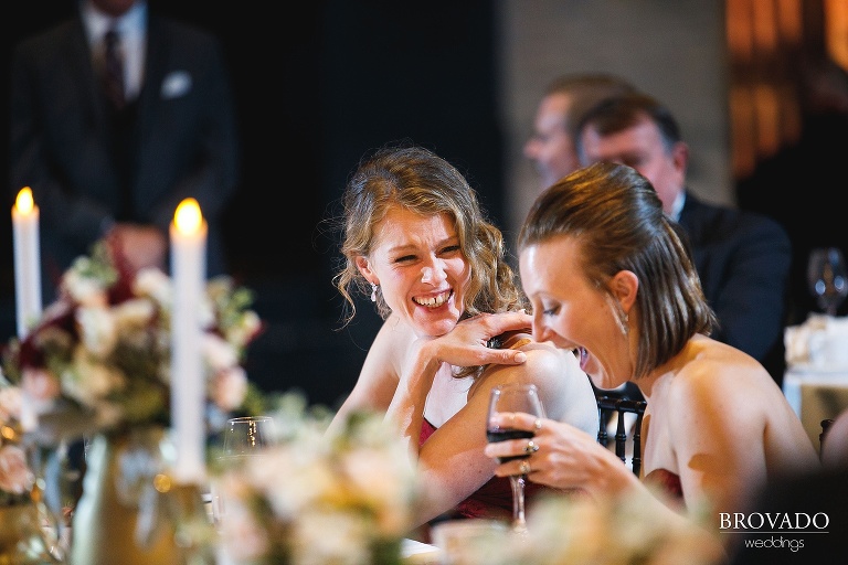 Bridesmaids laughing together