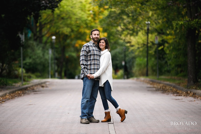 Stephanie and Loren's fall engagement at boom island park
