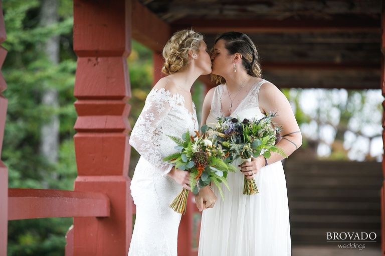 Nina and Karen kissing after first look