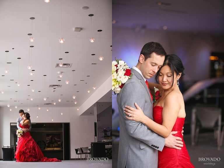 Christine and Nick posing in the radisson blu skyway