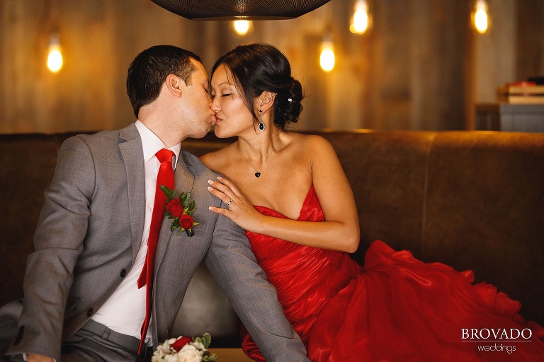 Christine and Nick kissing