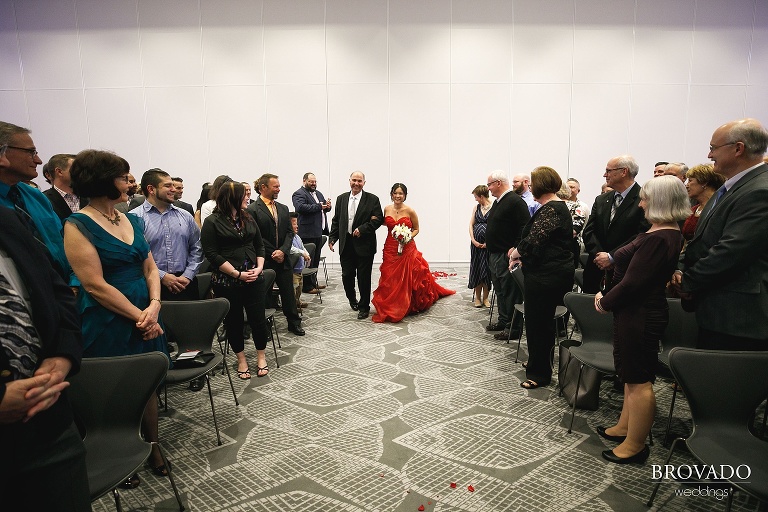 Christine's dad walking her down the aisle