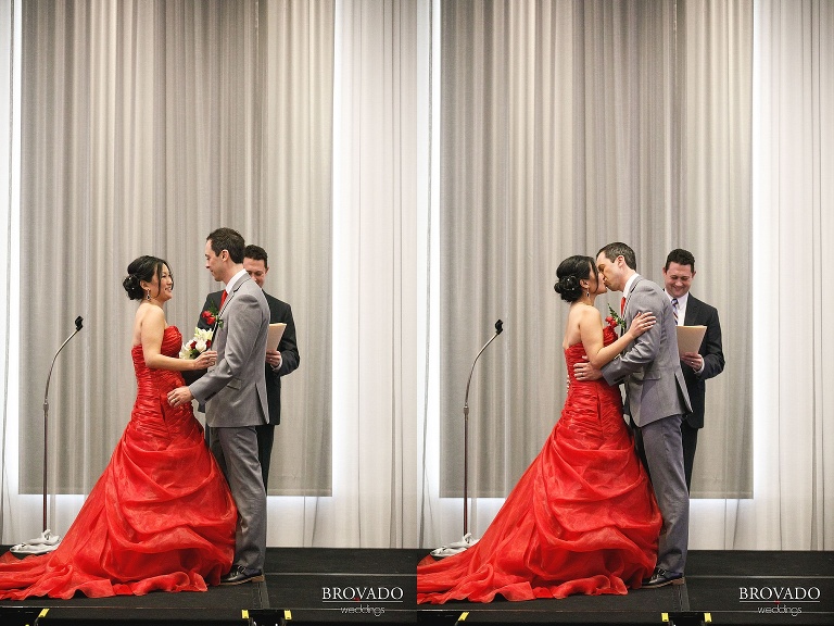 Christine and Nick's vows and first kiss