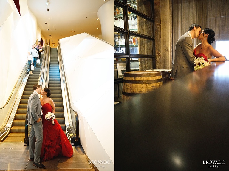 Christine and Nick kissing in hotel bar