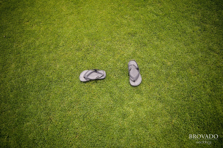 closeup of child's flipflops