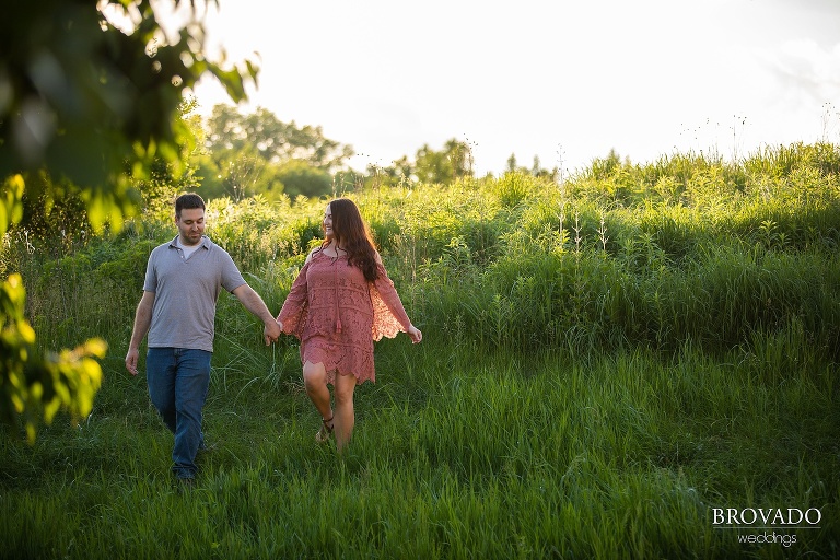 Jacquelyn and Brian walking through Lebanon Hills