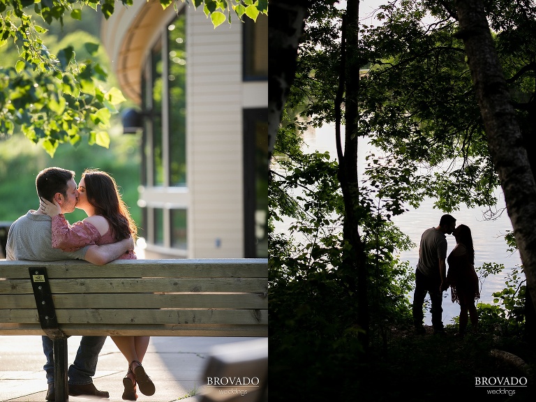 Silhouette of Brian and Jacquelyn by the lake