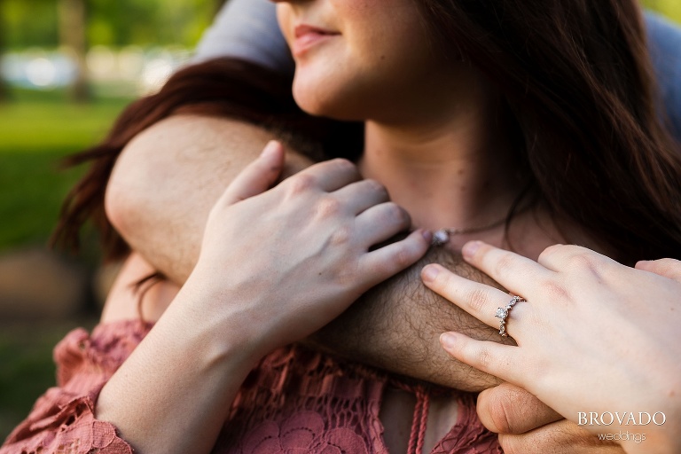 Closeup of Jacquelyn's engagement ring