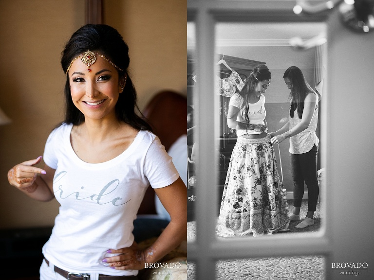 Lorena showing off her bride tshirt