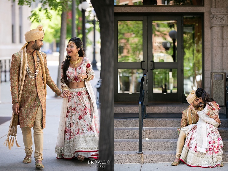 Rishi and Lorena in front of Landmark Center