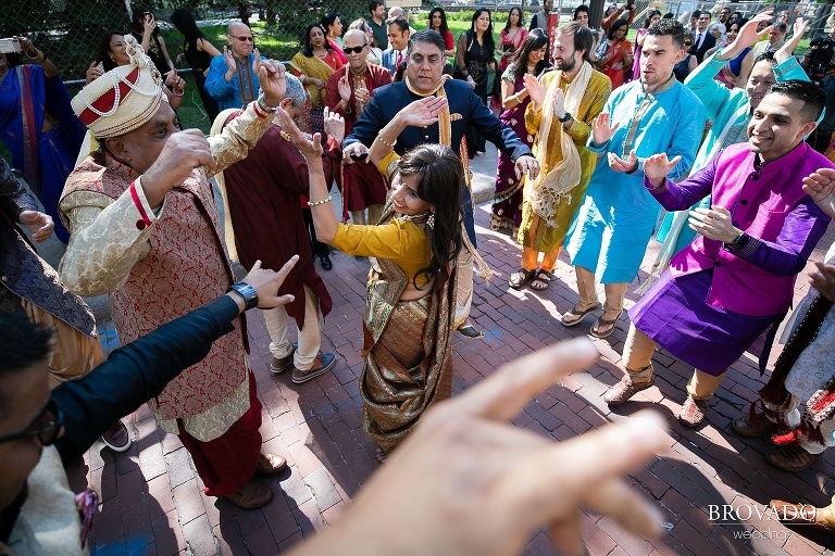 Baraat outside in downtown St. Paul