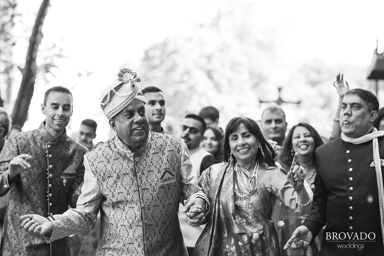 Rishi's parents dancing in baraat