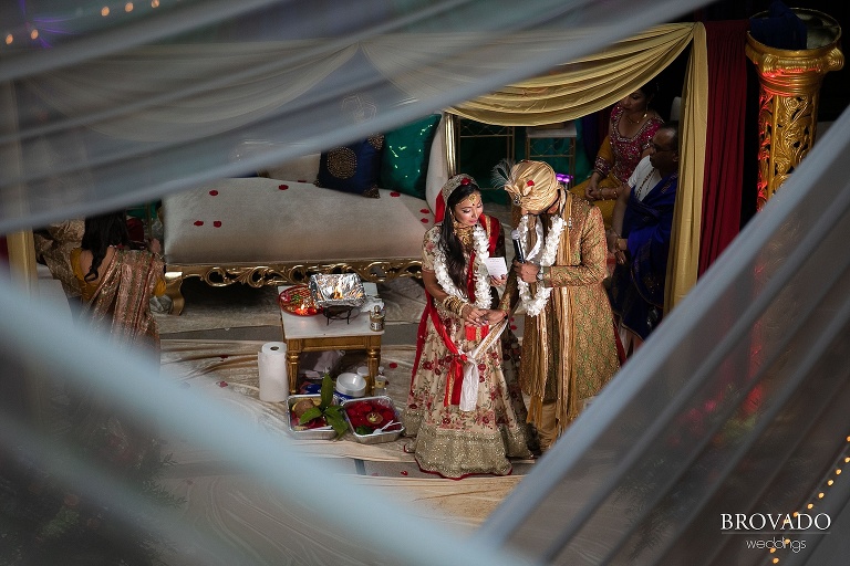 Rishi and Lorena reading during ceremony