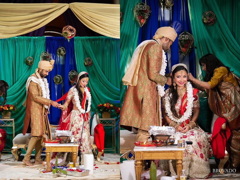 Bride and groom making seven laps for vows