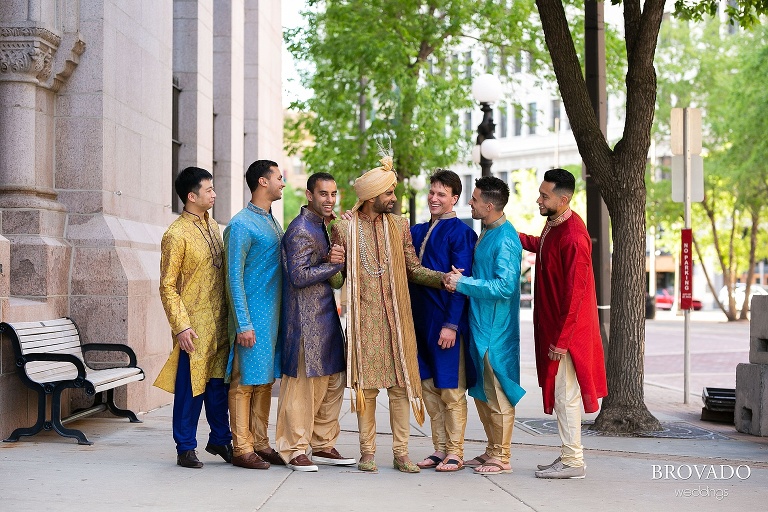 Rishi goofing around with his groomsmen