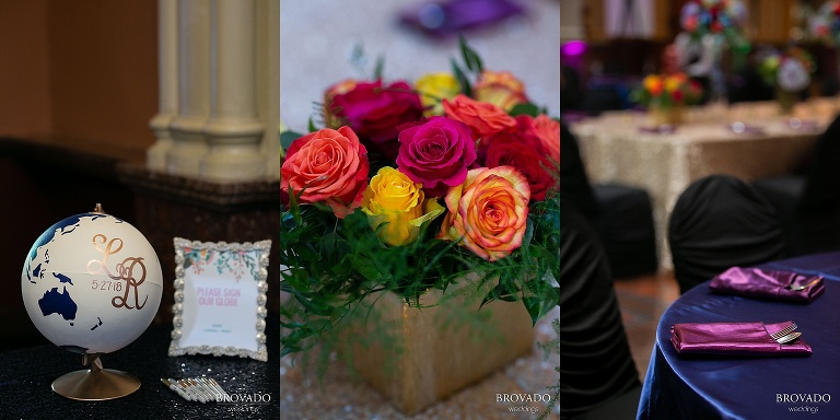 Globe and roses at indian wedding reception
