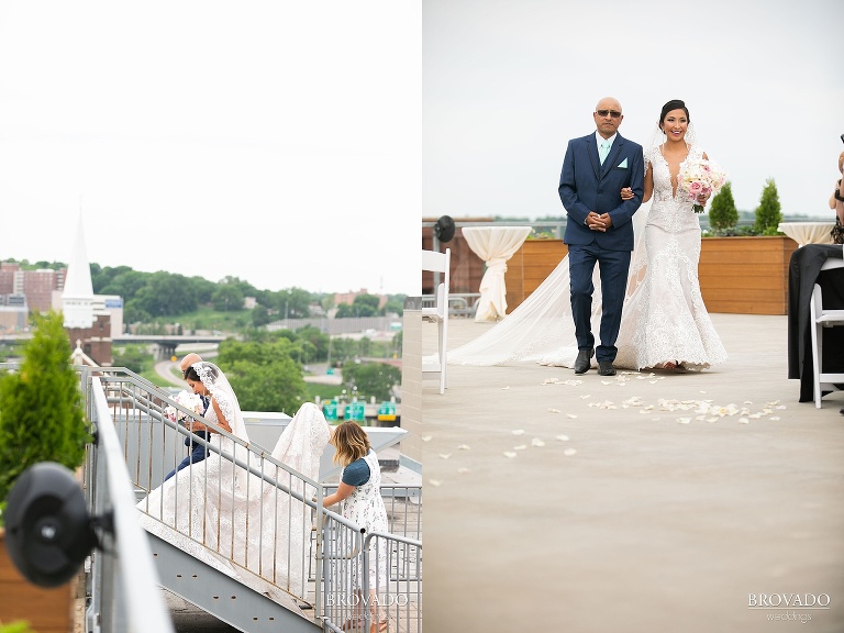 Lorena and her father walking down the aisle