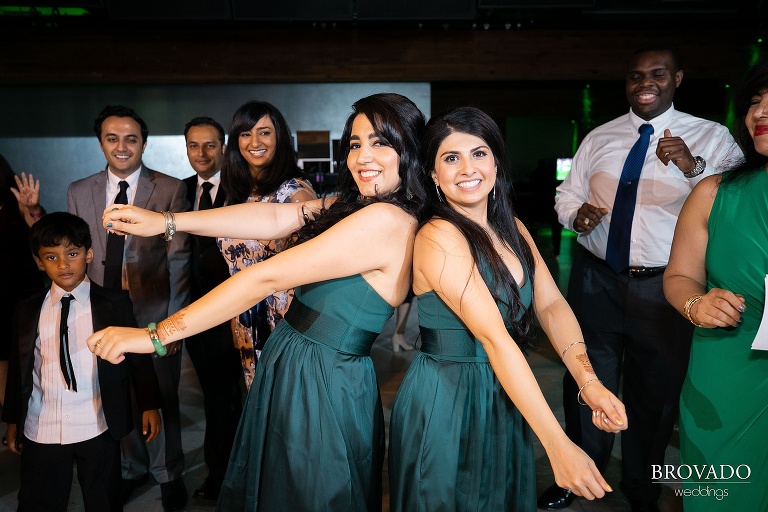 Bridesmaids dancing together