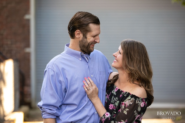 Karen and Matthew smiling at each other