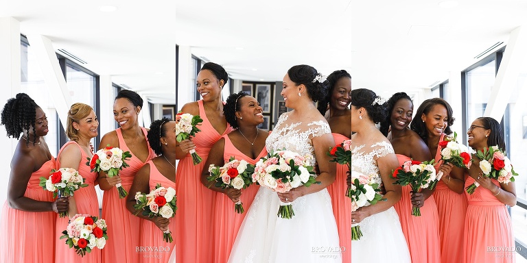 Triptych of bride and bridesmaids