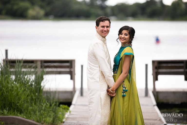Engaged couple in traditional indian clothing