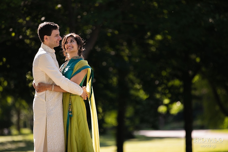 Sruti looking up at her fiance