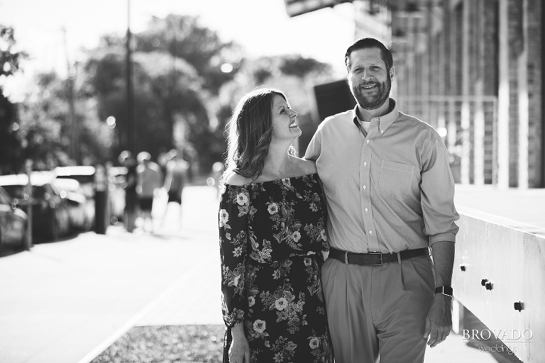 Karen and Matthew walking down Saint Anthony Main 