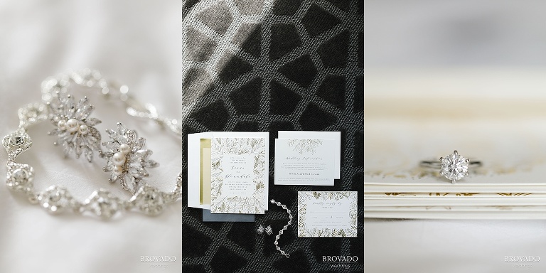 Wedding jewelry and invitation details