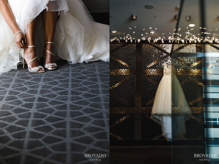 Wedding dress and shoes detail