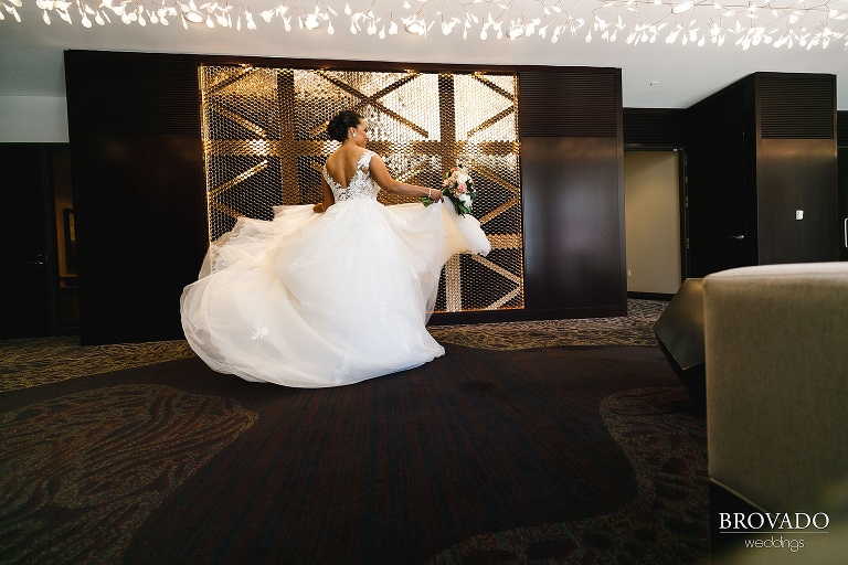 Taara twirling in her wedding dress