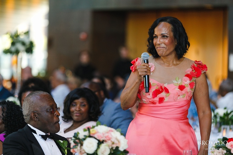 Mother of the bridge giving a speech