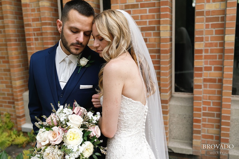 Close up of Erin and Aaron outside of their church