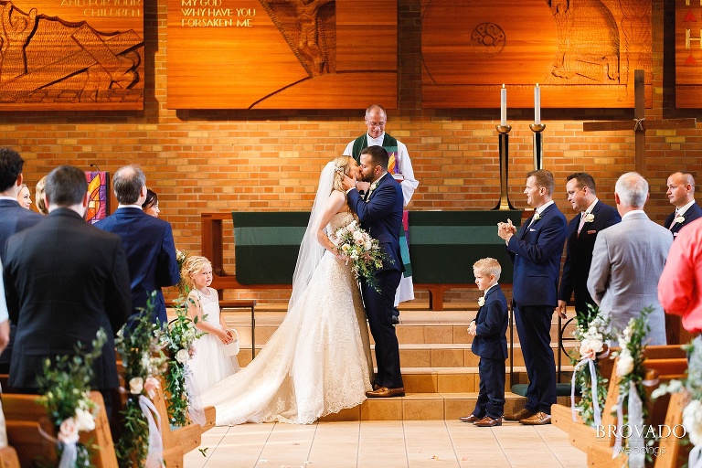 Erin and Aaron's first kiss as husband and wife