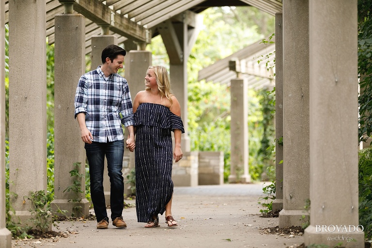 Fiances holding hands at Minnehaha Park