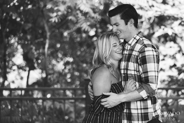Couple laughing in black and white
